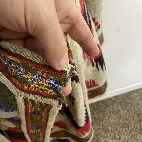 Desigual Woman L Southwestern Open Cardigan Sweater Robe Belted Aztec - Picture 6 of 9